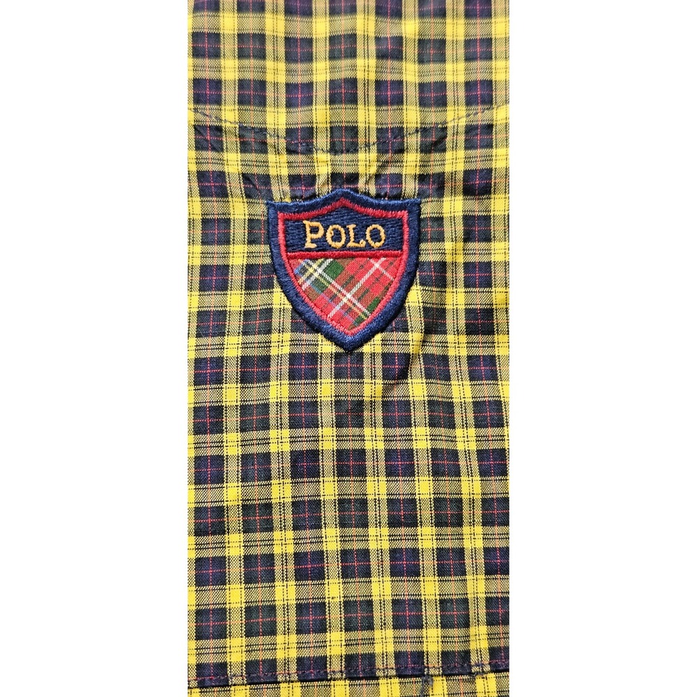 Ralph Lauren Mens XL Yellow Navy Plaid Button Down  Polo Crest Cotton Long‎ Sl - Picture 3 of 8